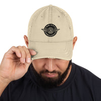 Distressed Big City Records Hat Black Stitch